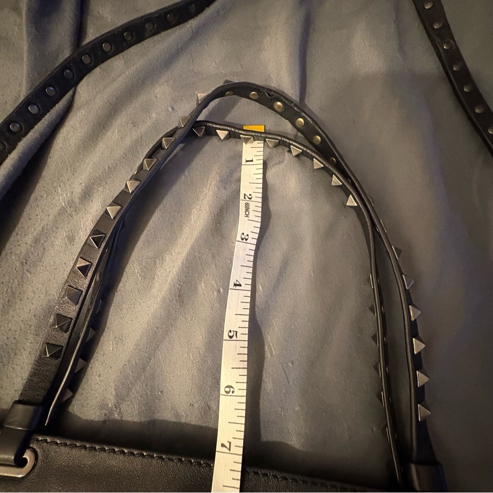 Valentino Garavani Noir Rockstud Tote Bag Black Leather Shoulder Bag Italy Large - Picture 4 of 11